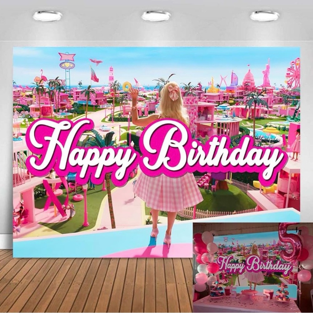 BARBIE Movie Themed Birthday Background for Girls Kids Paradise Birthday